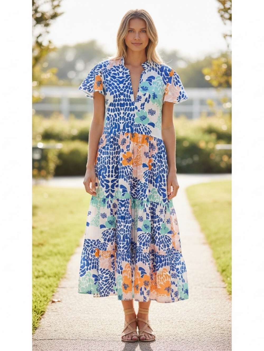 Oliphant tiered maxi dress size S